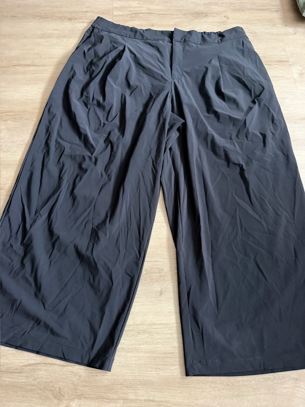 Athleta Black Wide Leg Trouser Pant Plus Size 20 Stretch High Rise